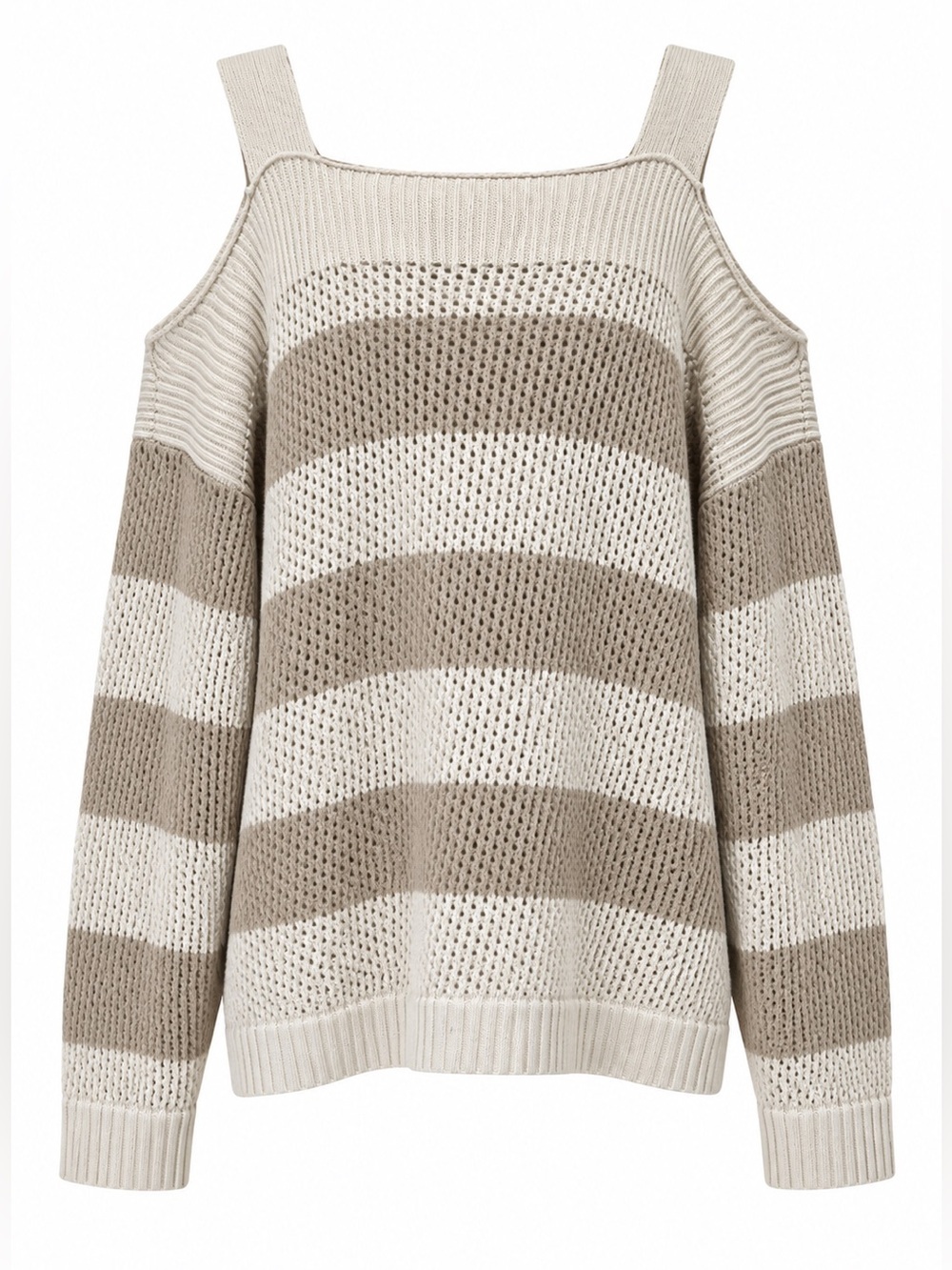 Elan striped cold shoulder sweater, medium